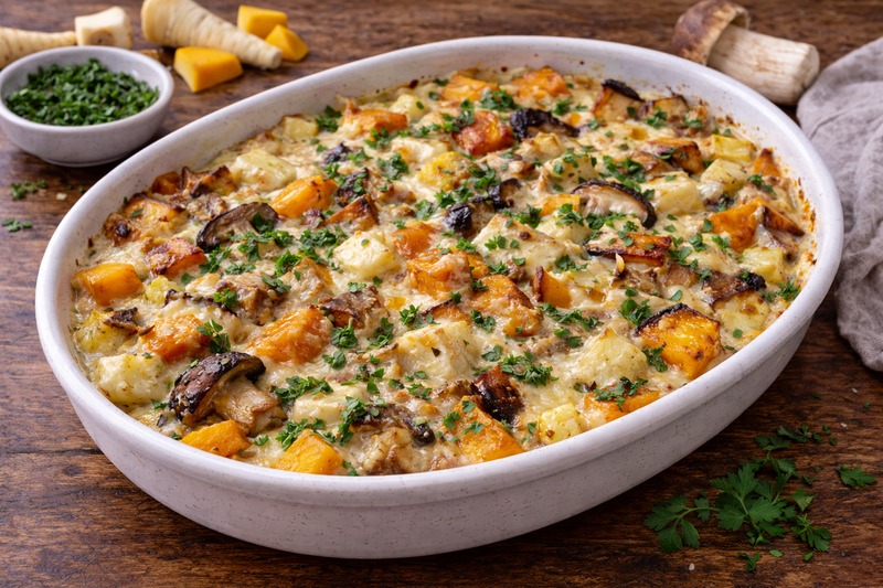 Herzhafter Auflauf mit Gemüse und Kräutern