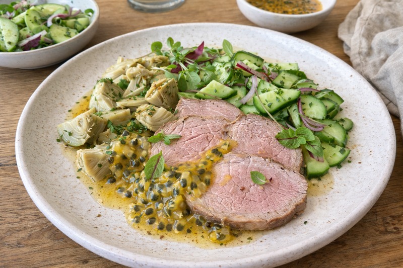 Kalbfleisch mit Gurken und Artischocken