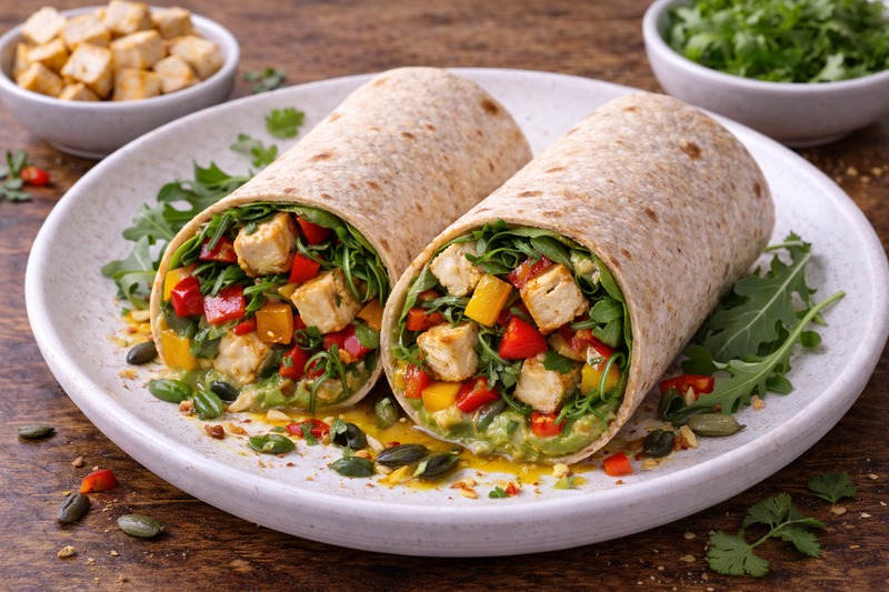 Gesunde Wraps mit Tofu und Gemüse